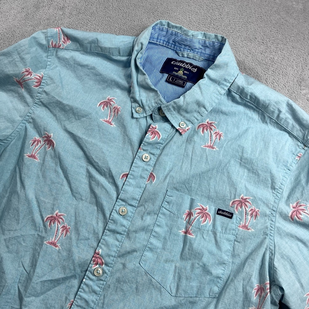 Chubbies Mens Button Down‎ Sz L State of Mind Friday Shirt Palm Trees Hawaiian